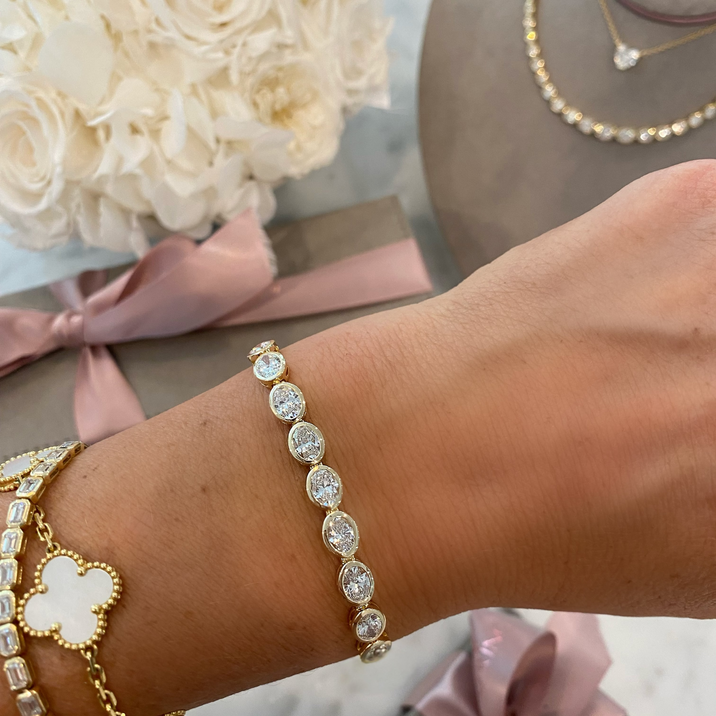 Oval East West Bezel Tennis Bracelet