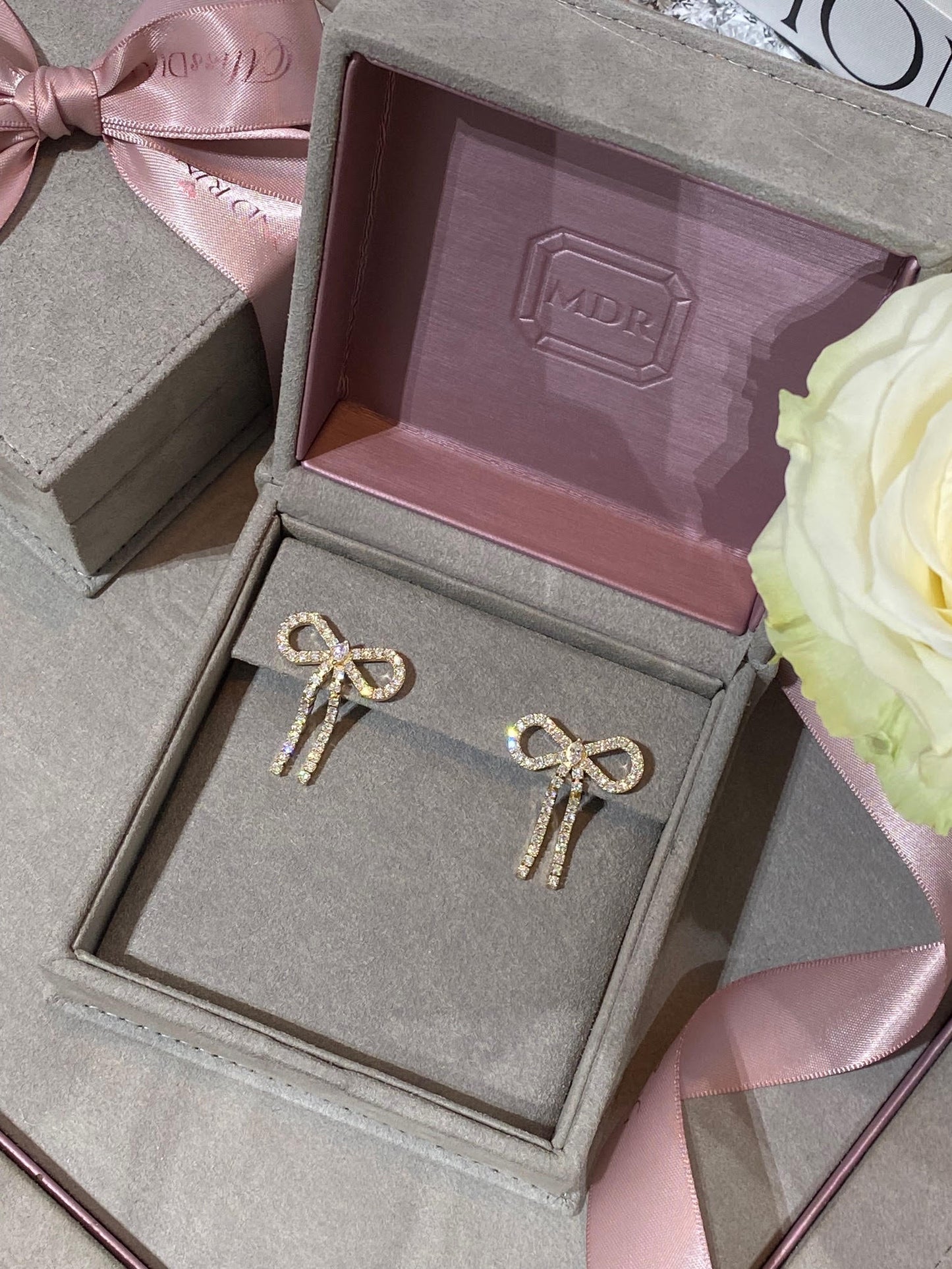 Diamond Bow Earrings