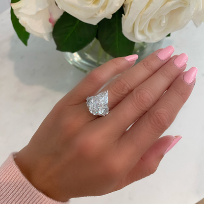Pear Diamond with Epaullete Side Stones Ring