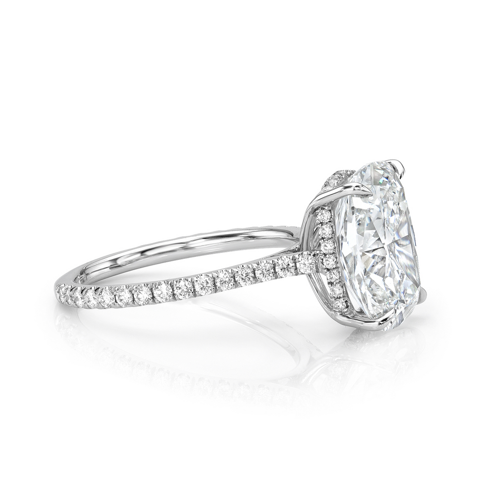 Elongated Cushion Diamond Engagement Ring