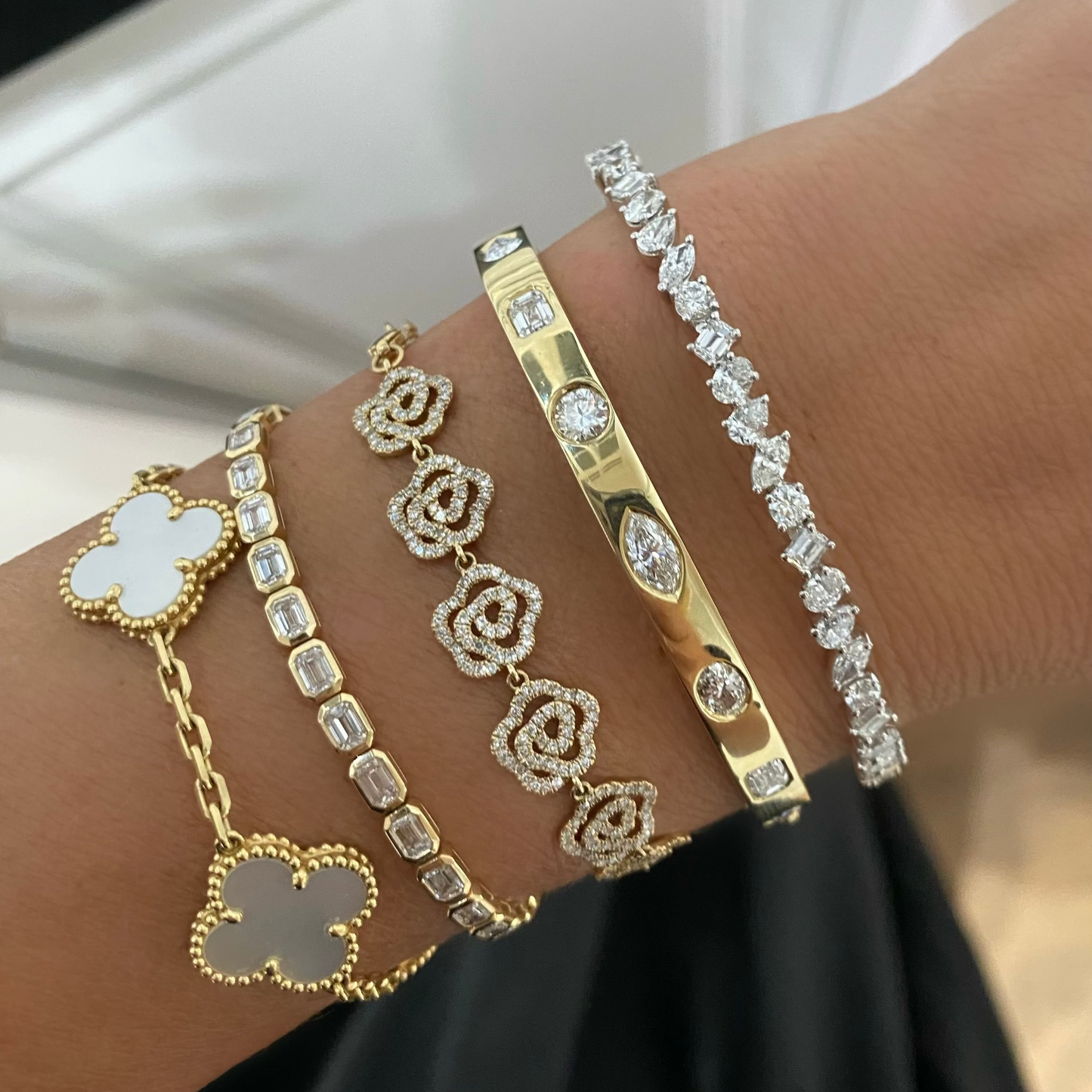 Camellia Flower Diamond Bracelet