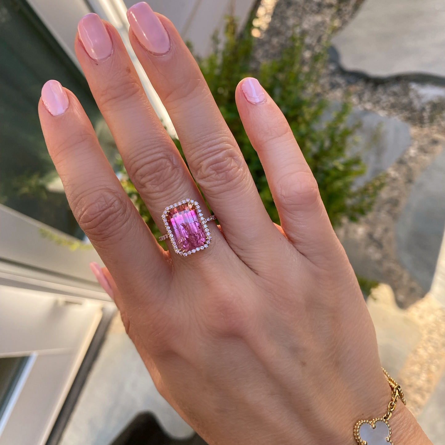 Sunset Amour 6.5 Carat Pink Tourmaline Pink Diamond Unicorn Ring