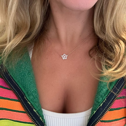 Rose Cut Flower Pendant Necklace