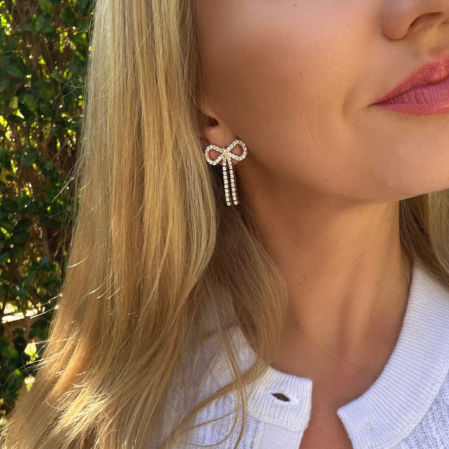 Diamond Bow Earrings