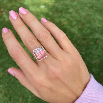 8.6 Carat Elara Bloom Tourmaline Pink Diamond Unicorn Ring