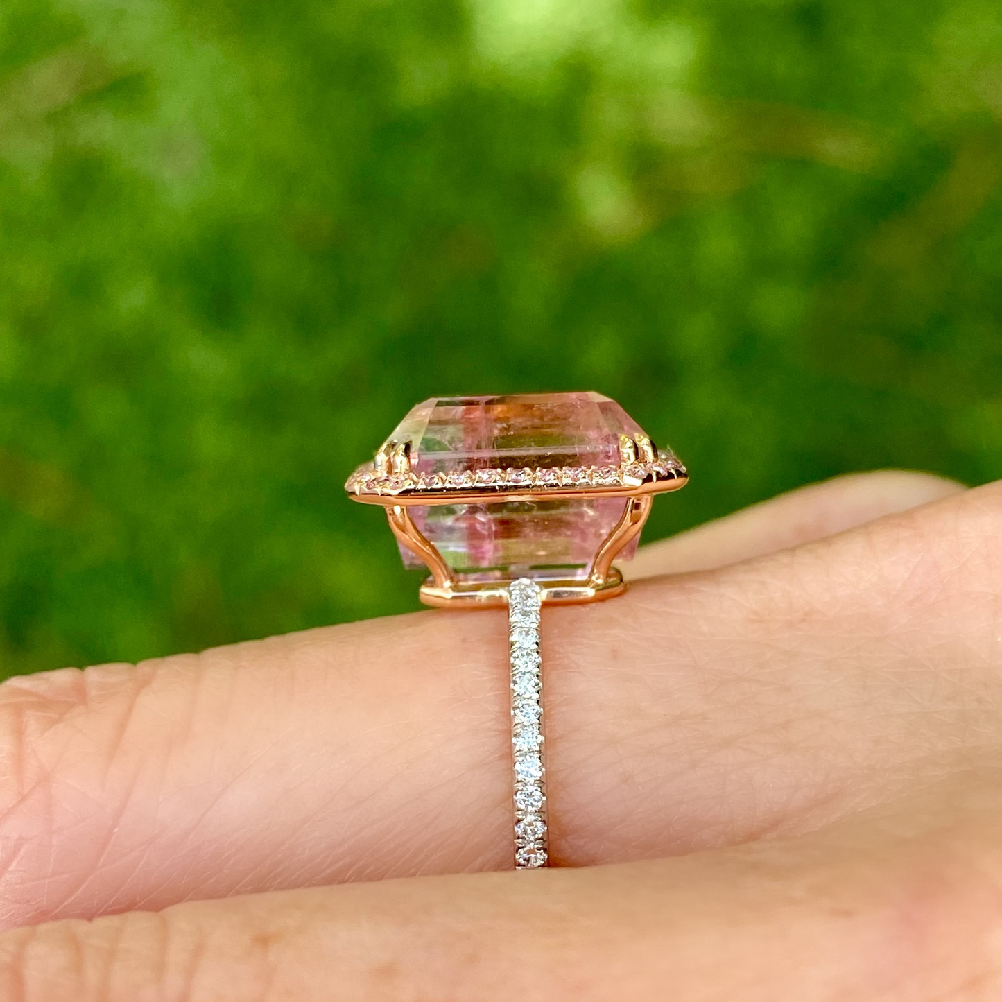 8.6 Carat Elara Bloom Tourmaline Pink Diamond Unicorn Ring