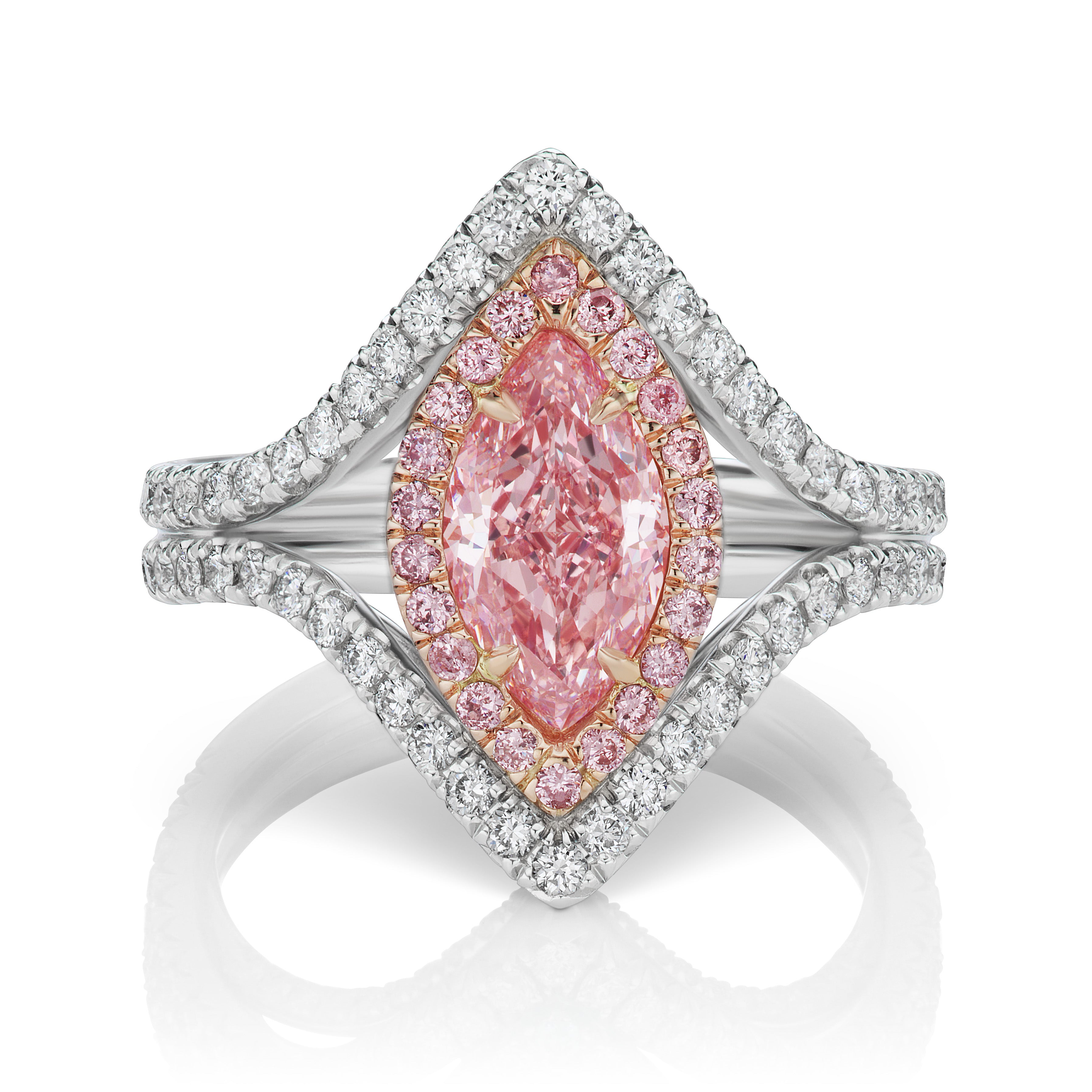 Pink Forgery Hand Forged Halo Fancy Pink Orangey Diamond Ring | MDR Atelier – Miss ...