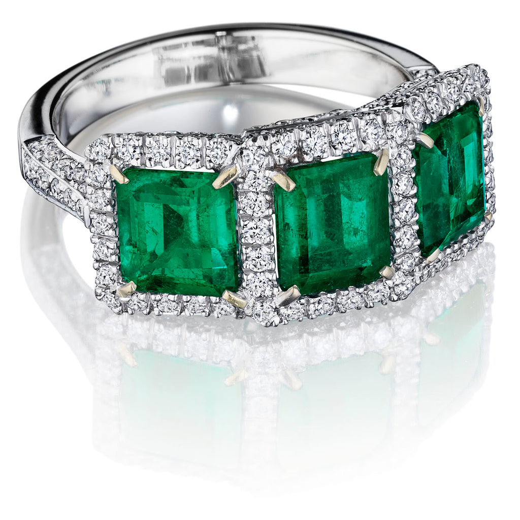 2 Ct. Three Stone Emerald Ring