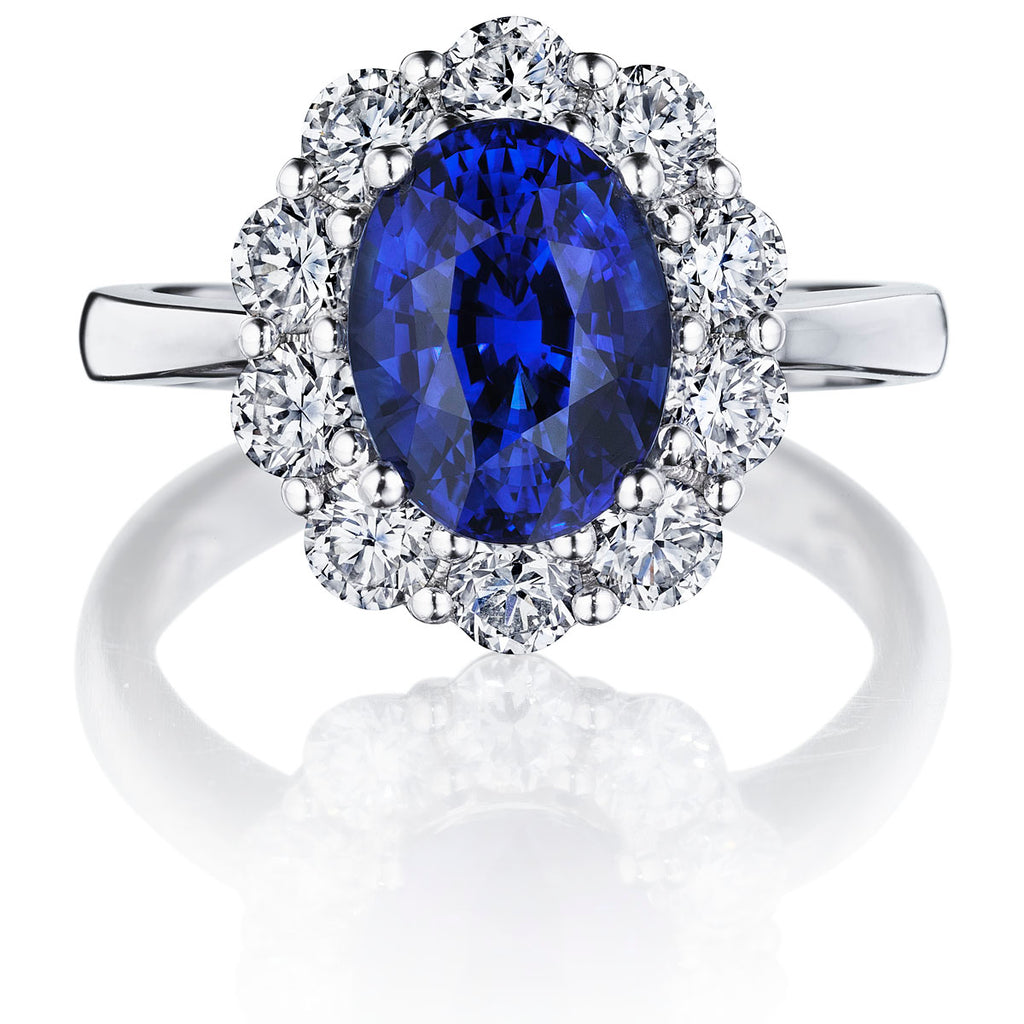 3 Ct. Halo Blue Sapphire Ring
