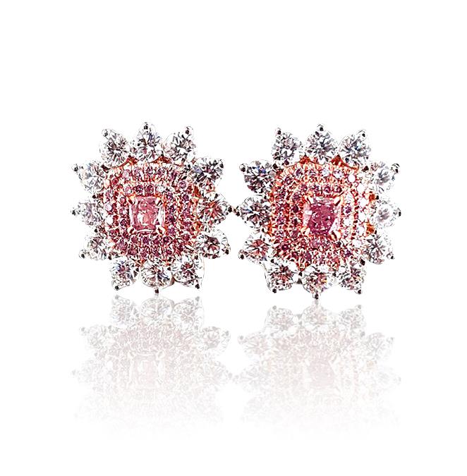 3 Ct. Fancy Intense Purplish Pink Diamond Earrings