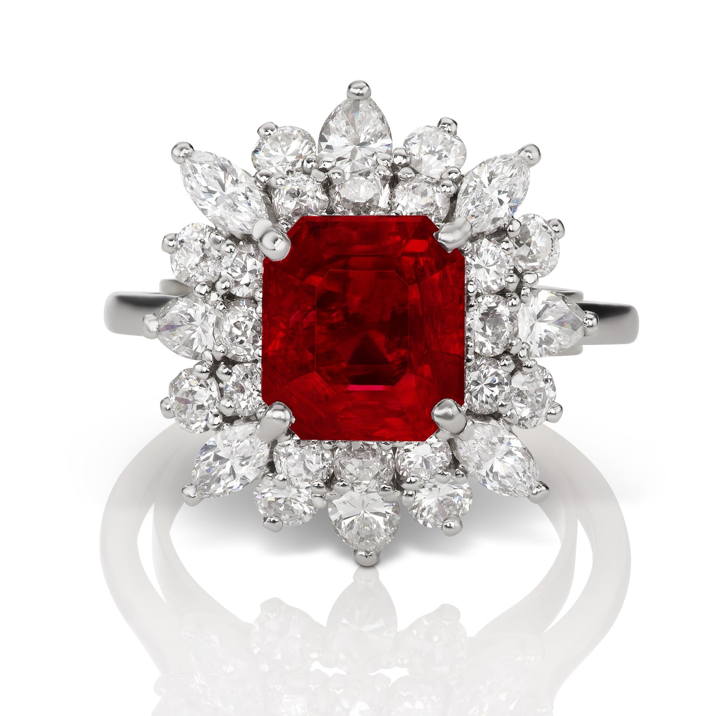 4 Ct. Flower Burmese Ruby Ring