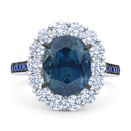 4 Ct. Halo Blue Sapphire Ring