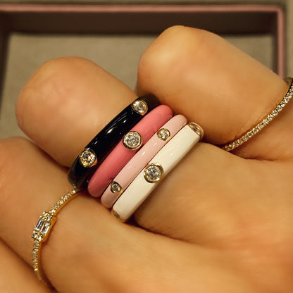 Enamel Diamond Ring