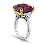 14 Ct. Three Stone Purple Spinel Ring with Half Moon Diamonds