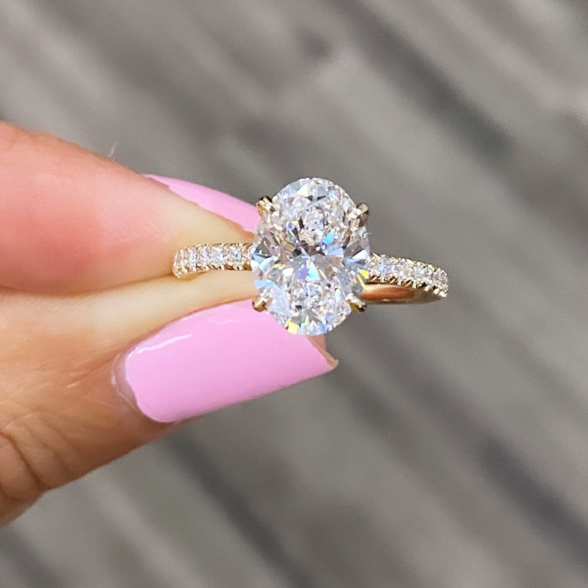 Oval Cut Pave Diamond Rose Gold Engagement Ring – Miss Diamond Ring