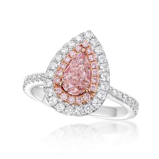 1 Ct. Light Pink Pear Sapphire with Diamond Ring