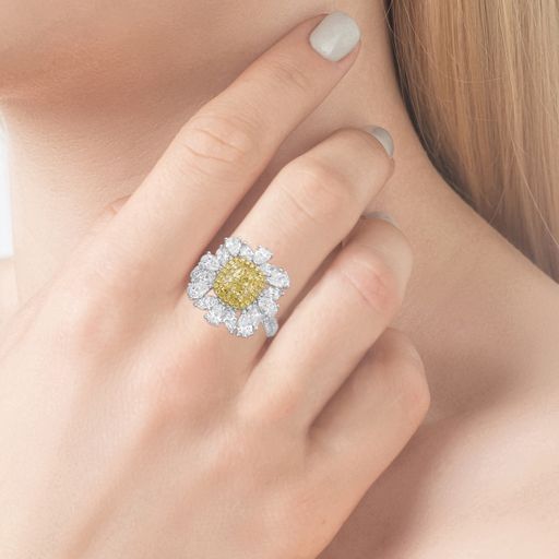 Floral 2 Ct. Fancy Yellow Diamond Ring
