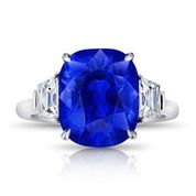 8 Ct. Three Stone Sapphire and Diamond Ring
