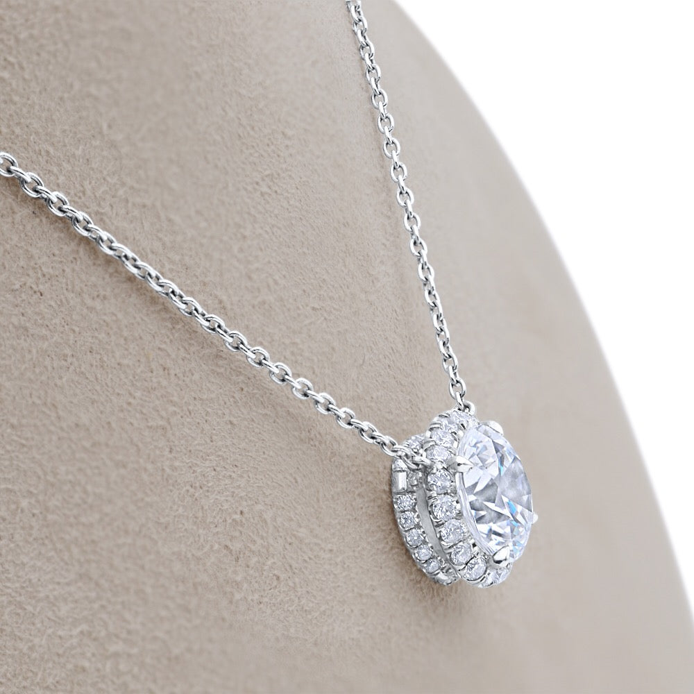 Bespoke Halo Diamond Pendant Necklace