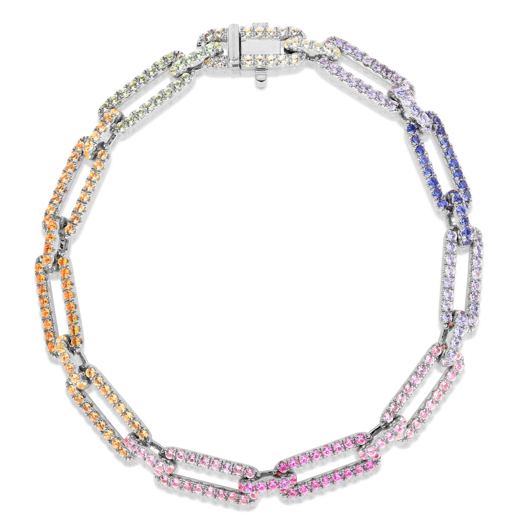 Rainbow Sapphire Long Link Bracelet