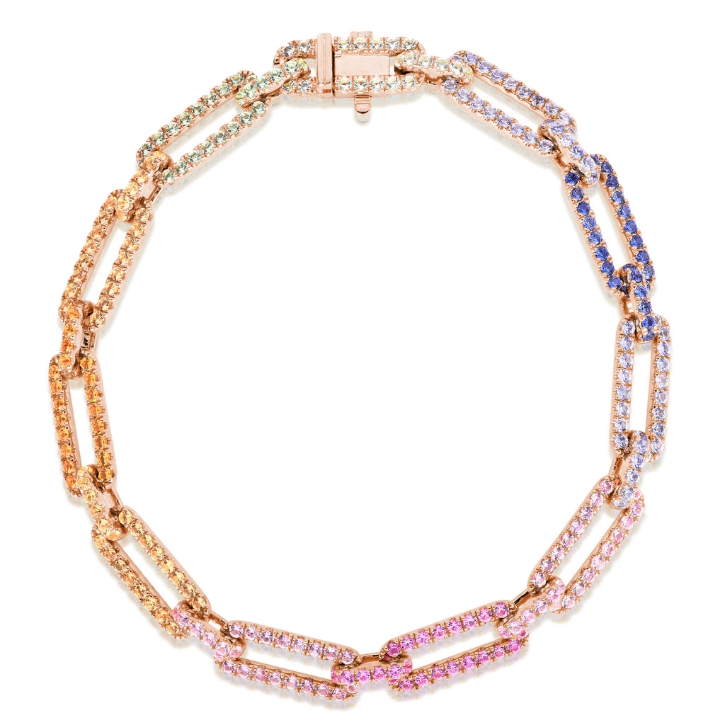 Rainbow Sapphire Long Link Bracelet