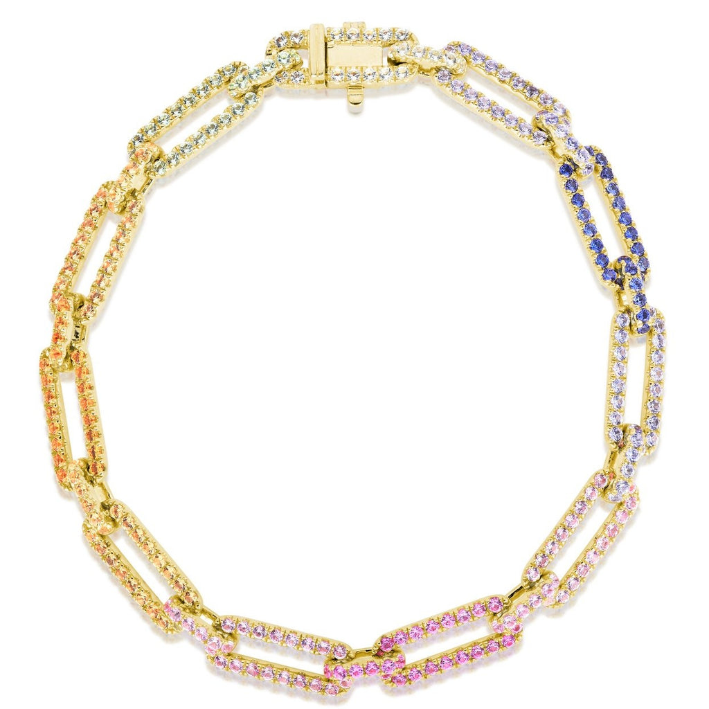 Rainbow Sapphire Long Link Bracelet
