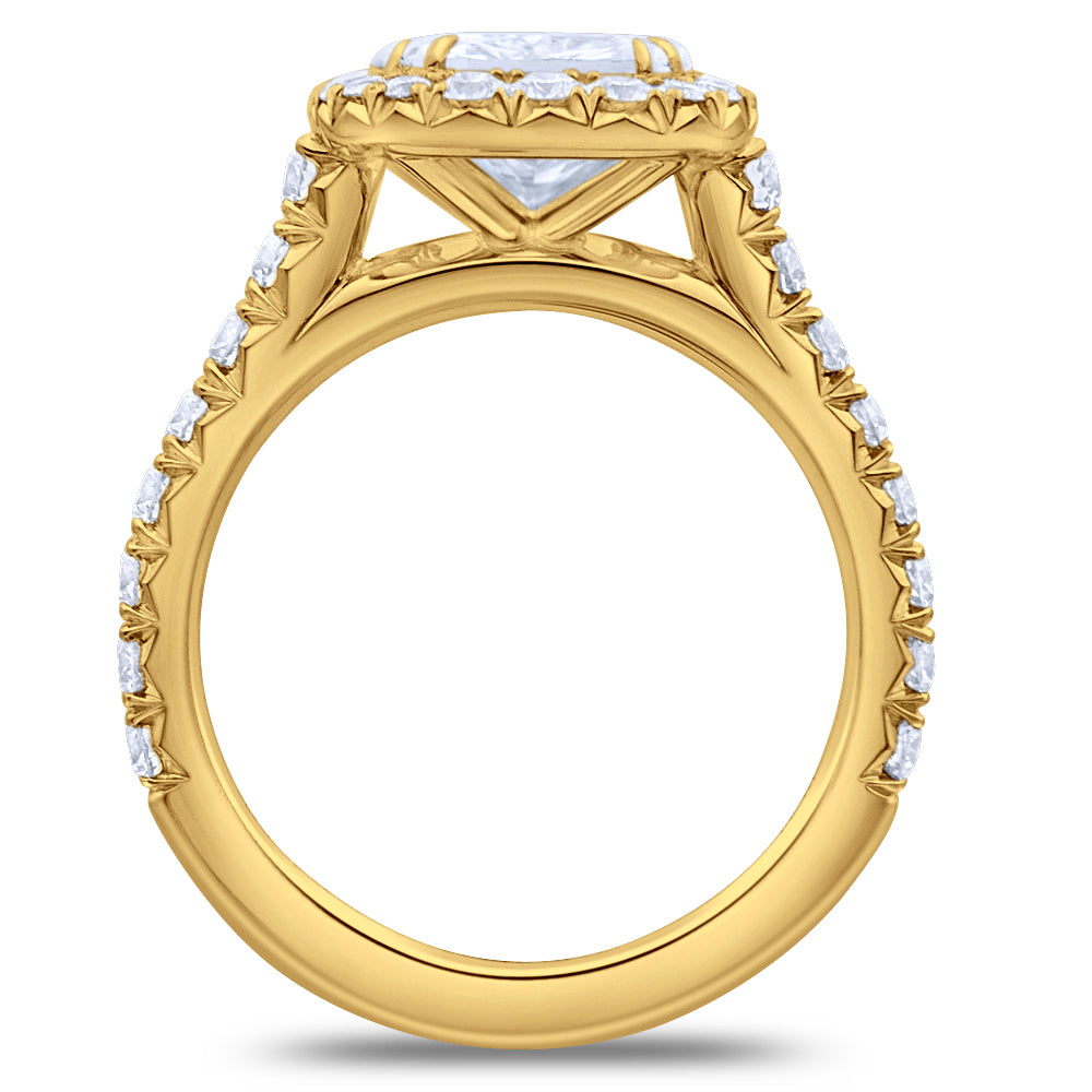 Halo Cushion Brilliant Cut Pave Diamond Engagement Ring