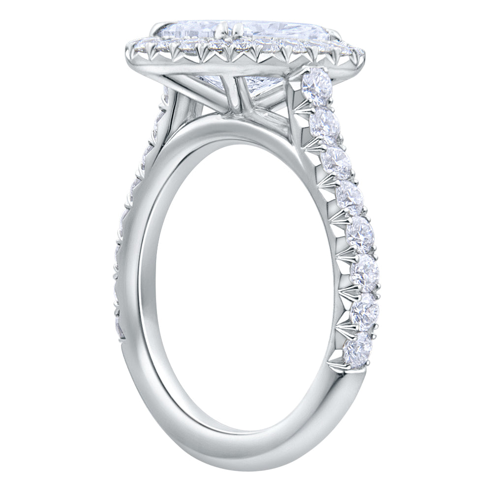 Halo Cushion Brilliant Cut Pave Diamond Engagement Ring