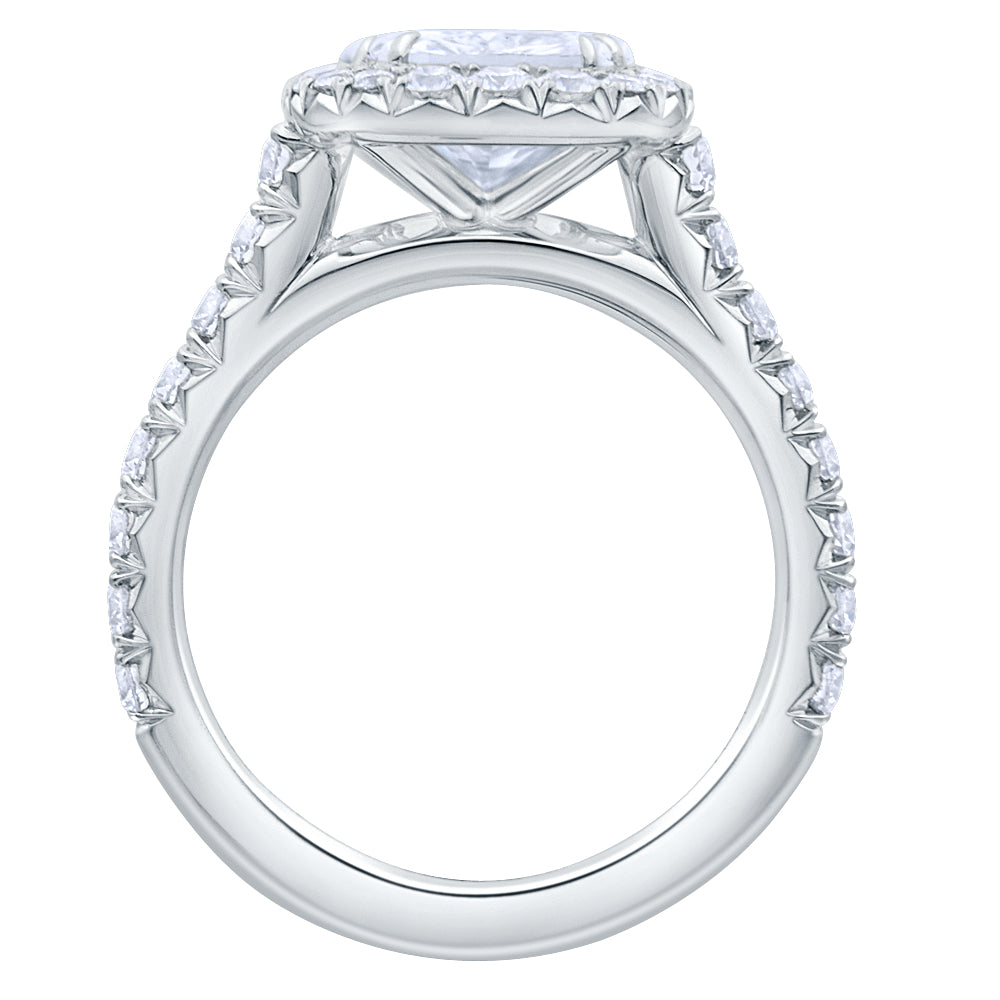 Halo Cushion Brilliant Cut Pave Diamond Engagement Ring