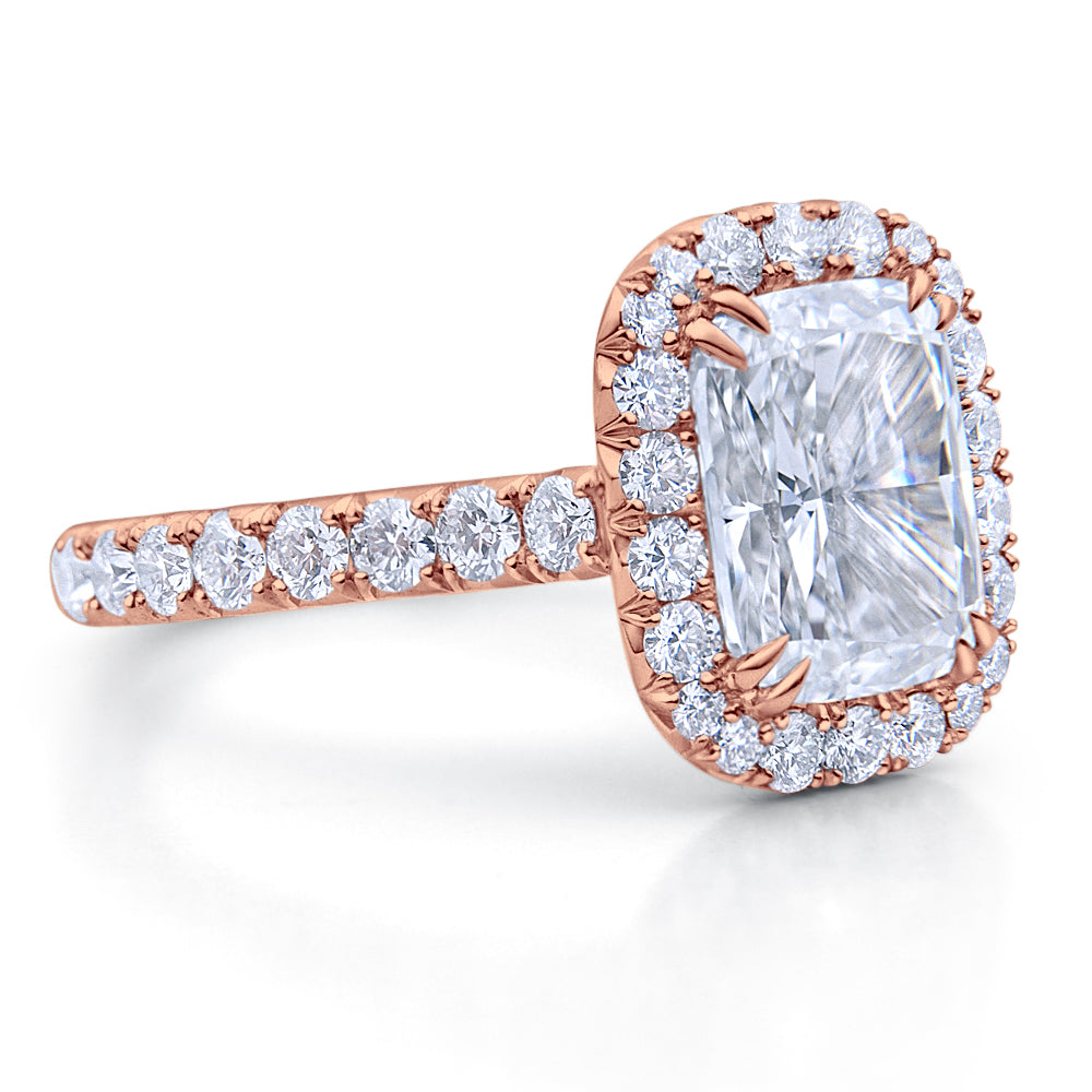Halo Cushion Brilliant Cut Pave Diamond Engagement Ring