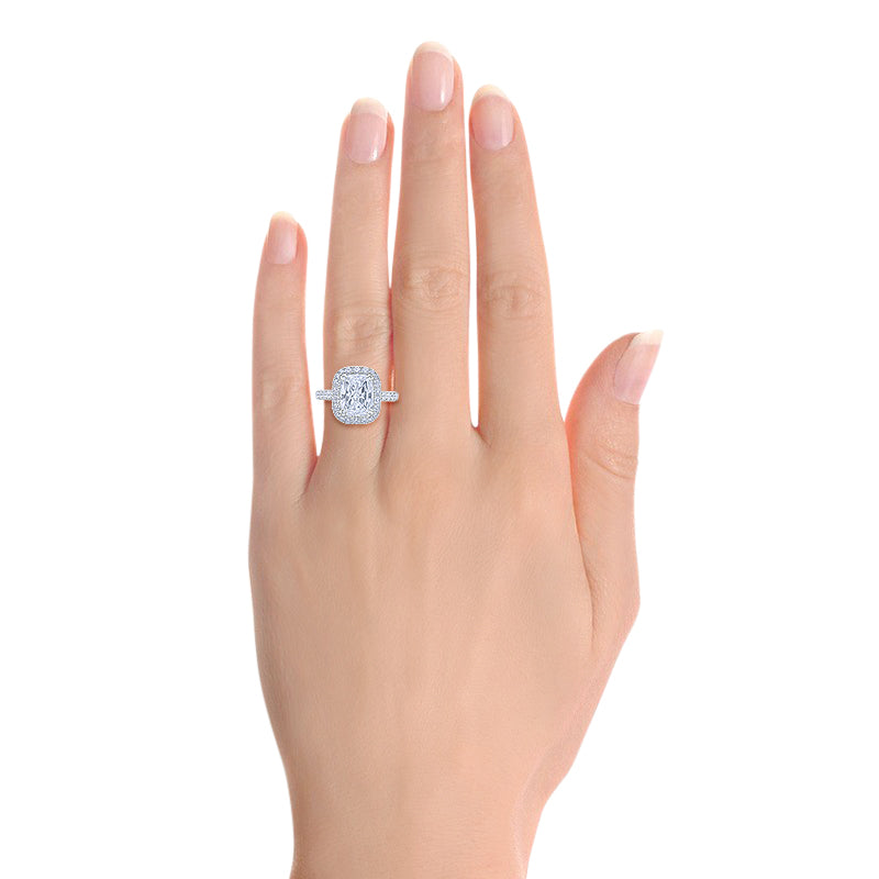 Halo Cushion Brilliant Cut Pave Diamond Engagement Ring