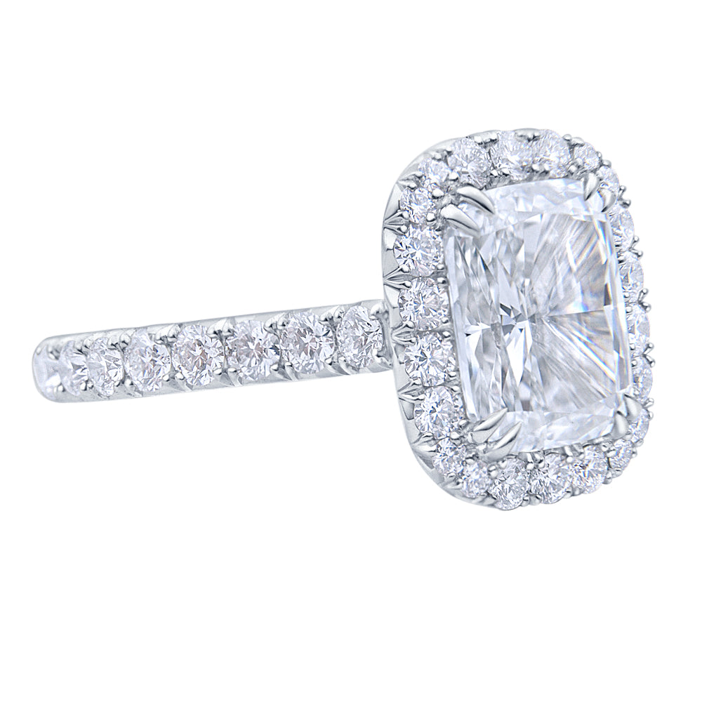 Halo Cushion Brilliant Cut Pave Diamond Engagement Ring