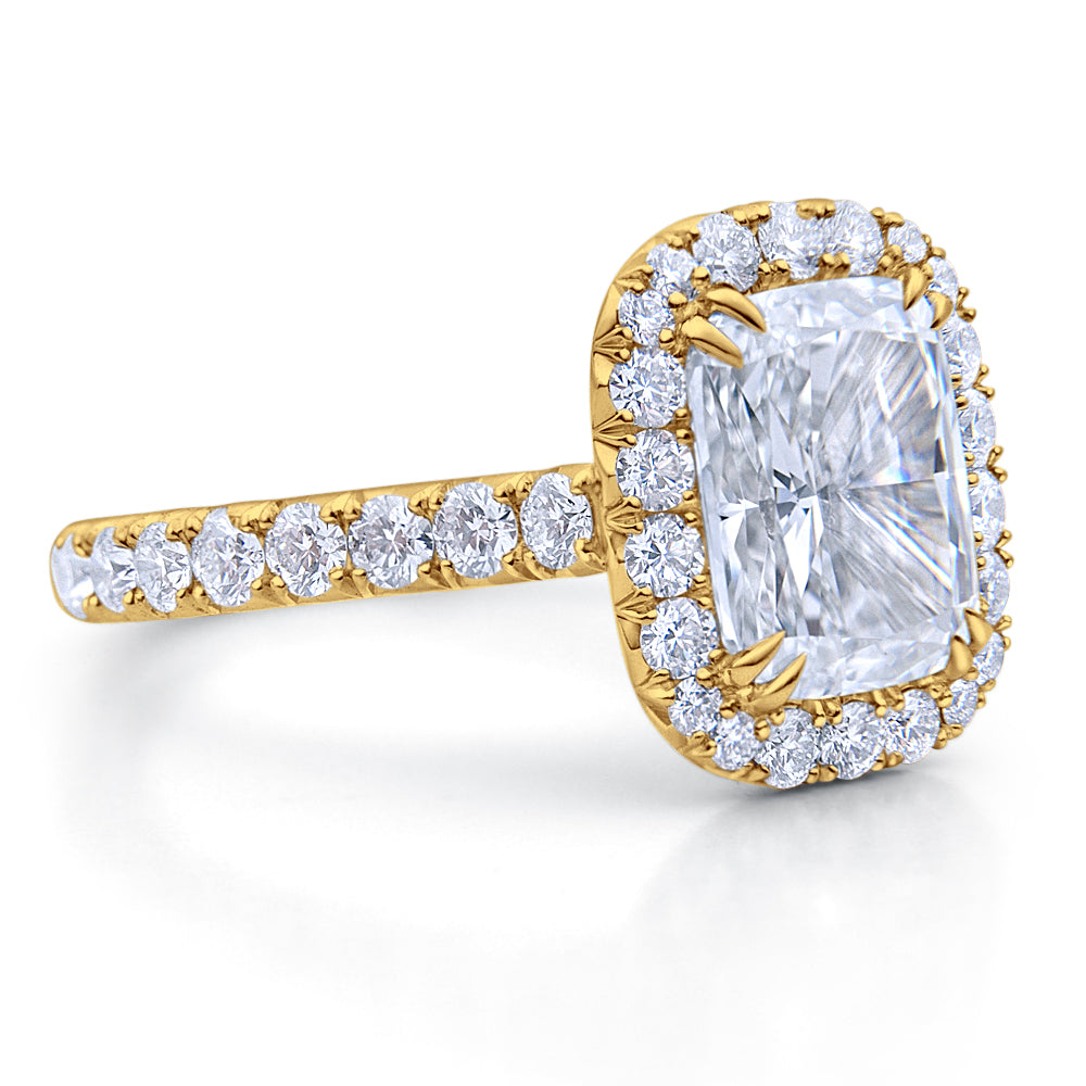 Halo Cushion Brilliant Cut Pave Diamond Engagement Ring