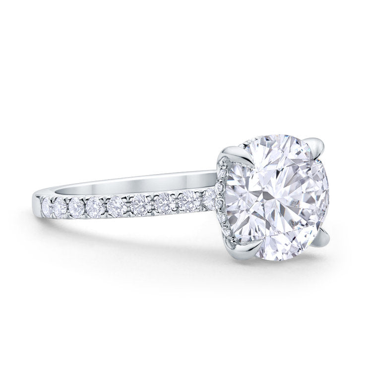 Round Brilliant Cut Diamond Pave Engagement Ring