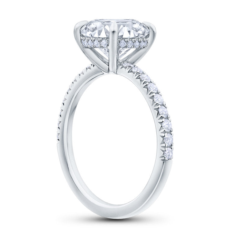 Round Brilliant Cut Diamond Pave Engagement Ring