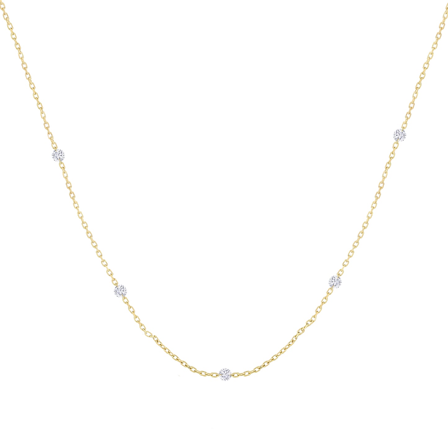 Miss Diamond Ring floating diamonds by the yard necklace