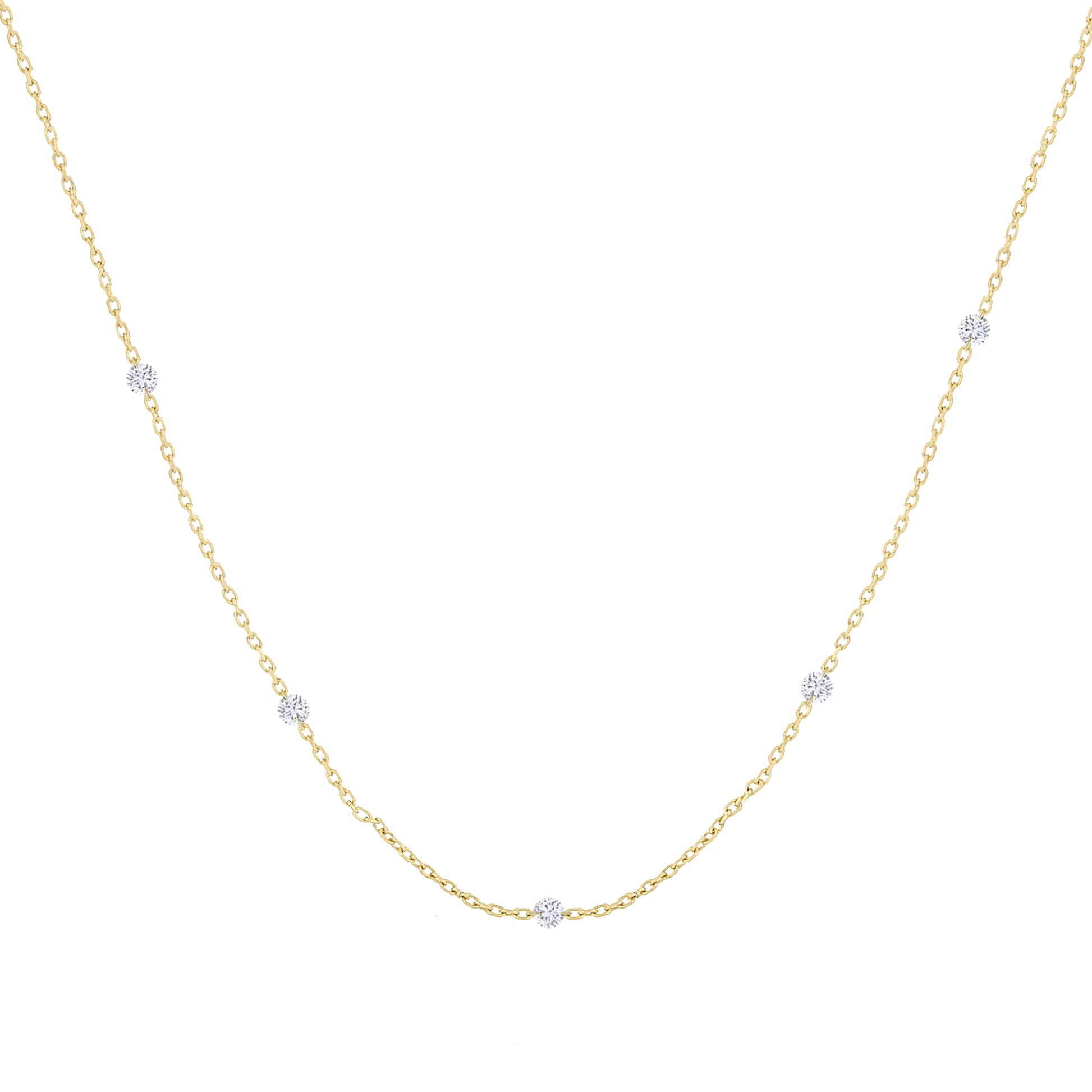 Miss Diamond Ring floating diamonds by the yard necklace