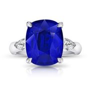 9 Ct. Three Stone Sapphire and Diamond Ring