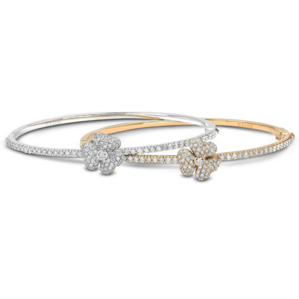 Miss Diamond Ring pave flower bangle bracelet
