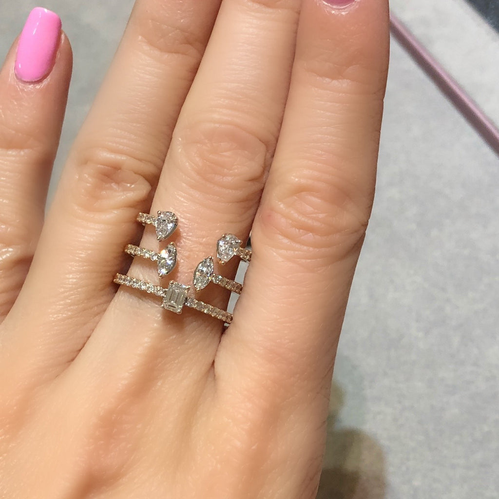 Miss Diamond Ring Multi Mixed Shapes Five Stone Jewelry