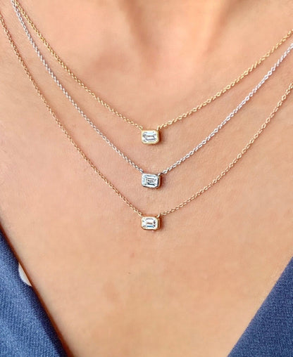 Civilised Emerald Diamond Pendant Necklace