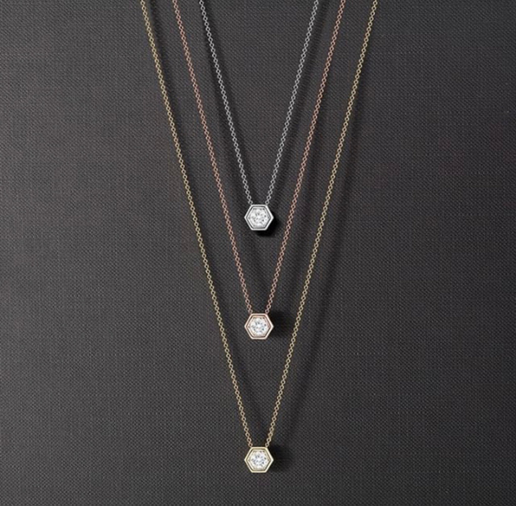 Harmony & Balance Hexagon Diamond Pendant Necklace