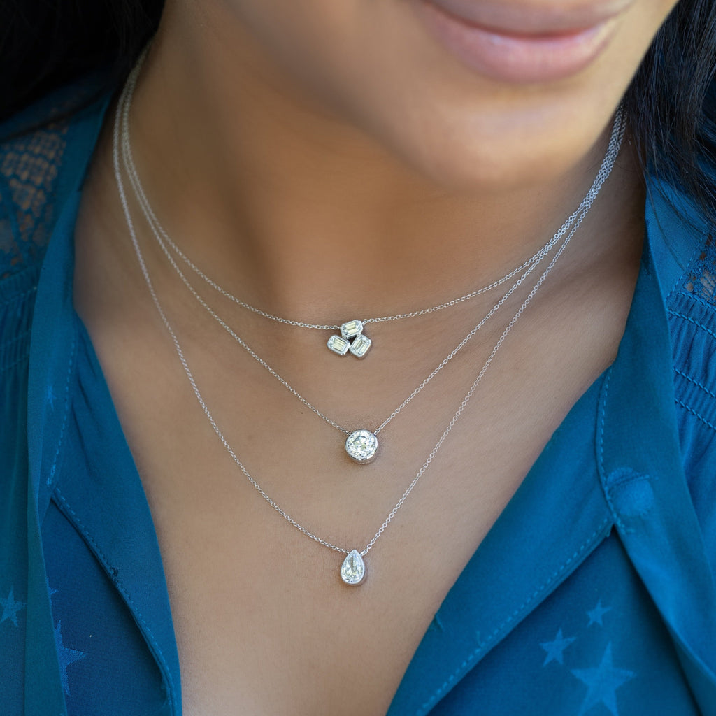 Frivolous Emerald Cluster Diamond Pendant Necklace
