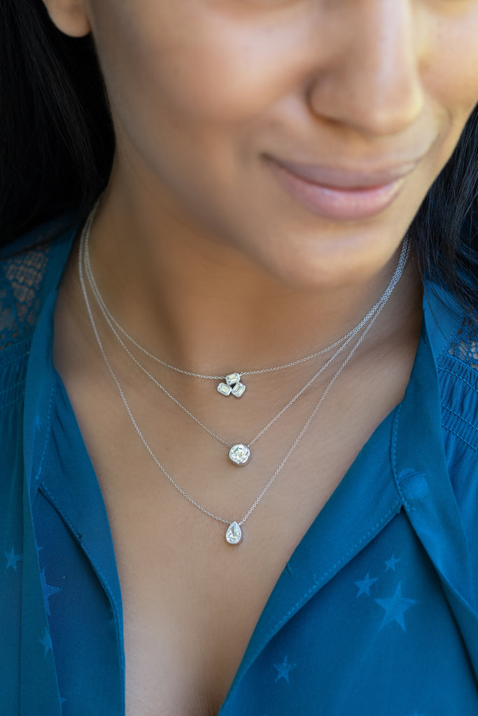 Civilised Pear Diamond Pendant Necklace