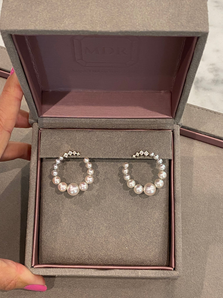 Pearl & Diamond Circle Hoop Earrings