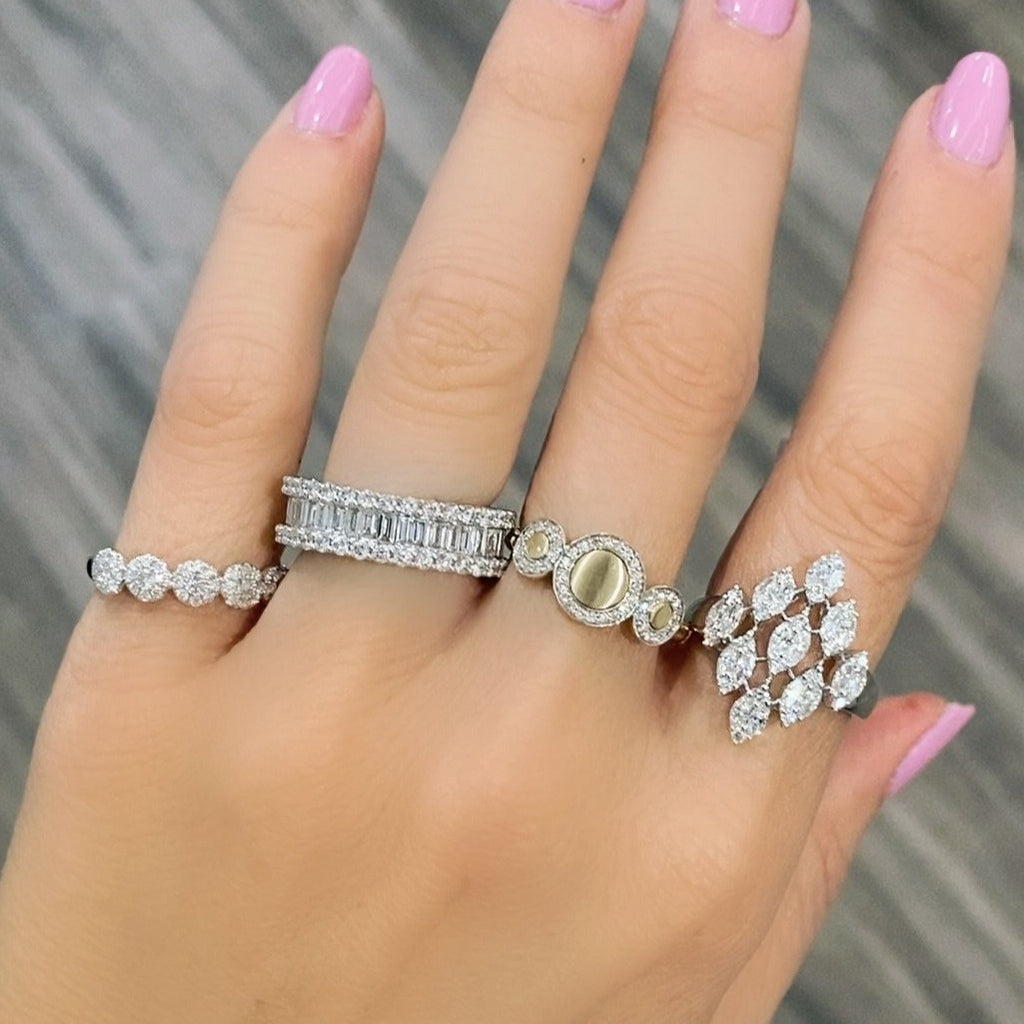 Baguette and Round Diamond Eternity Band Ring