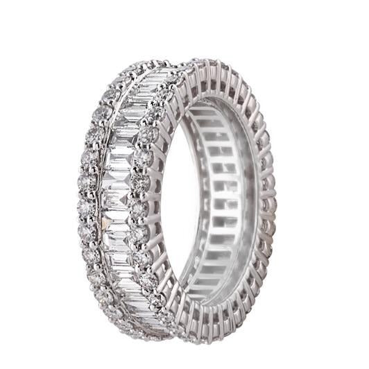 Baguette and Round Diamond Eternity Band Ring