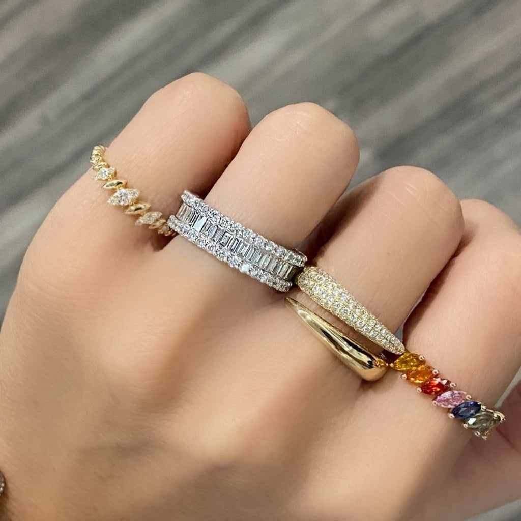 Baguette and Round Diamond Eternity Band Ring