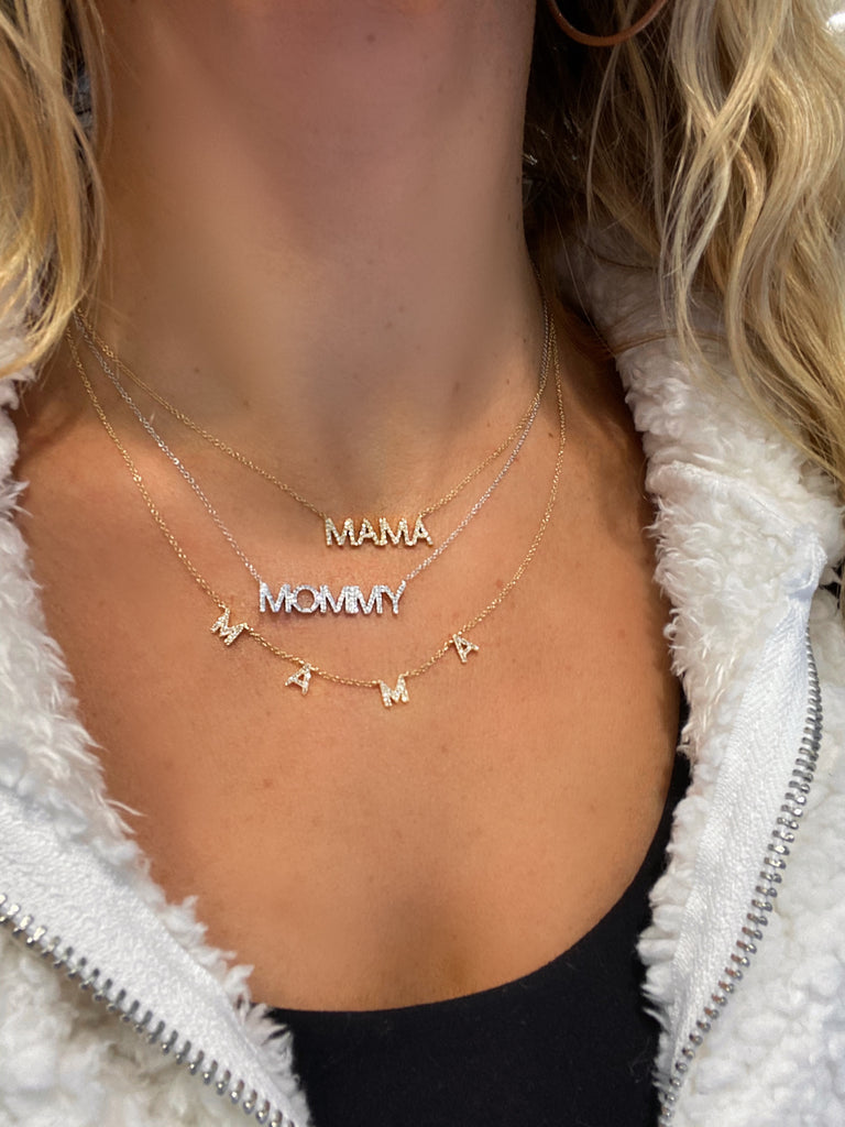 We Love Mom Diamond Pendant Necklace or Bracelet