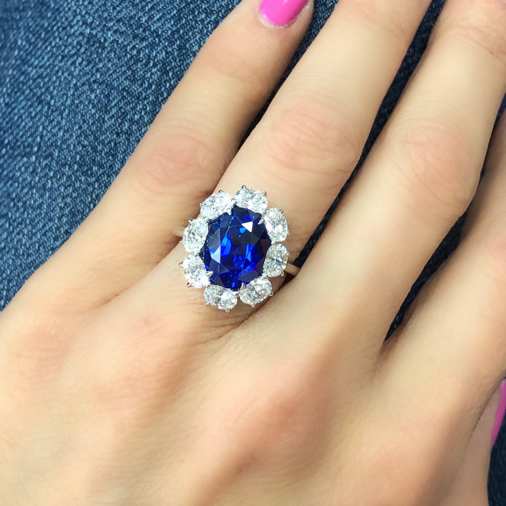 4 Ct. Halo Blue Sapphire Ring